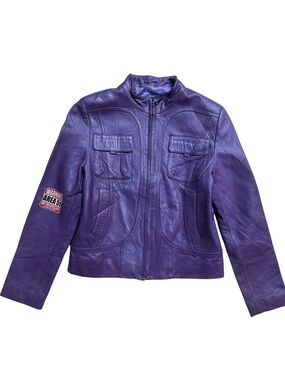 Purple genuine lambskin leather jacket